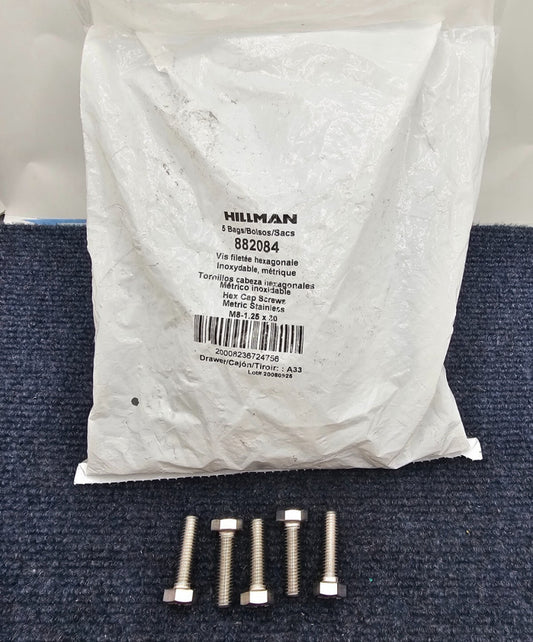 ( QTY 25 ) Hillman 882084: Hex Cap Screws M8-1.25 x 30