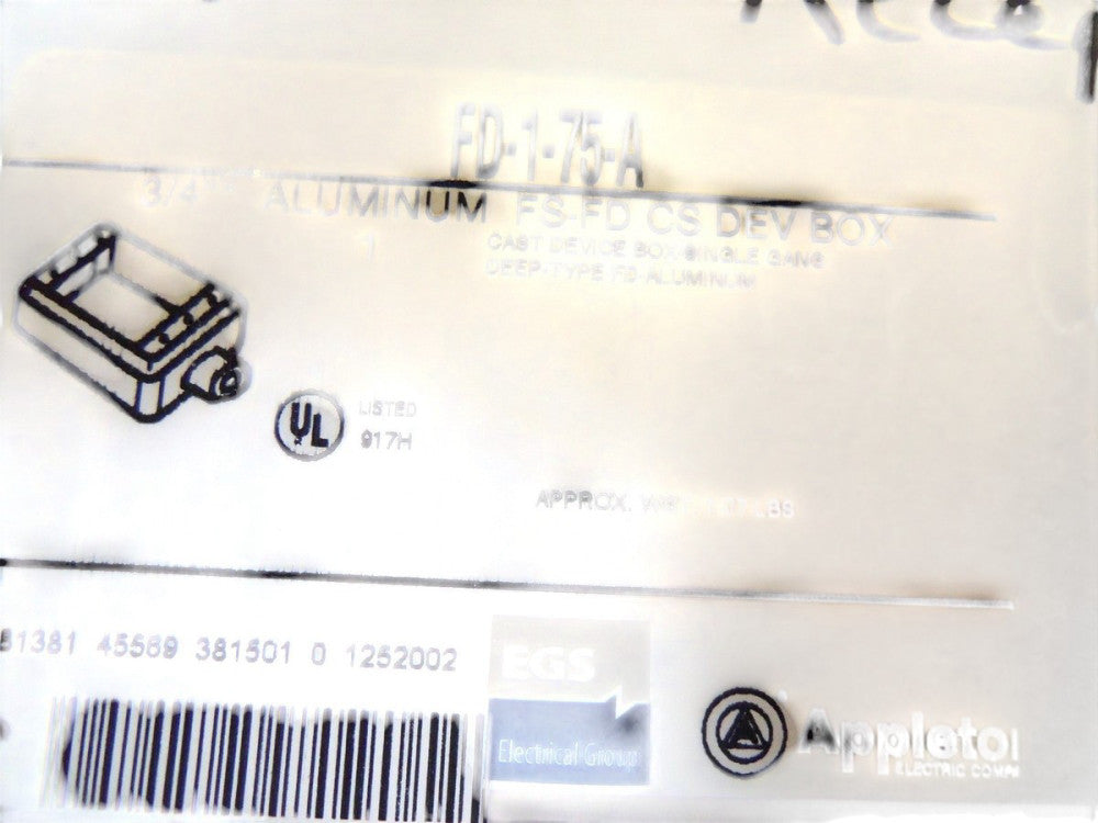 APPLETON FD-1-75-A DEVICE BOX 3/4"  NSMP