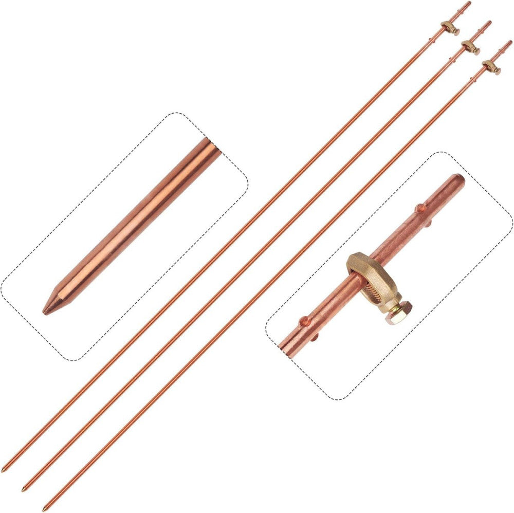 3 Pack Grounding Rod (Set of 3) 3/8’’ x 4 Feet Ground Kit 