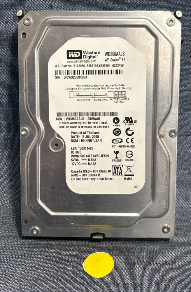 WESTERN DIGITAL HARD DRIVE WD800AAJS  80.0GB