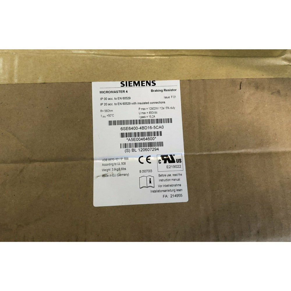 NewSiemens 6SE6400-4BD16-5CA0 6SE64004BD165CA0 MICROMASTER 4 Braking resistor