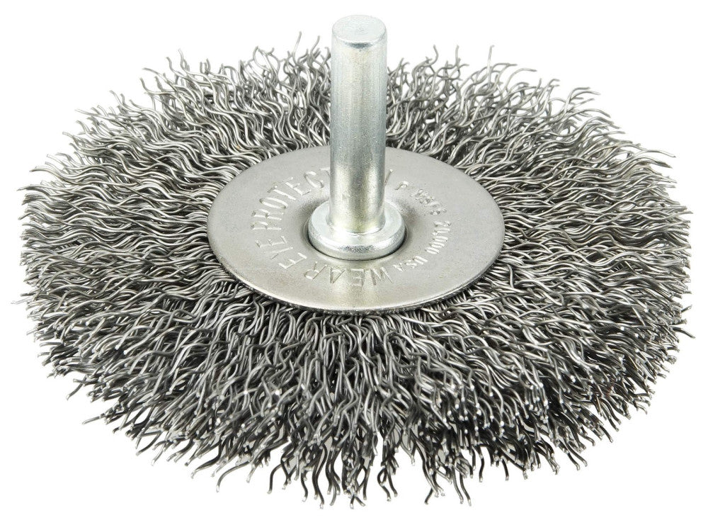 17966 3" Stem-Mounted Crimped Wire Radial Wheel, .014" Steel Fill, 1/4" Stem,...