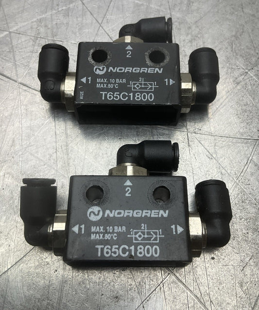 2 Pack Norgren T65C1800 Shuttle Valve Max 10 Bar 1/8 Port Size Used