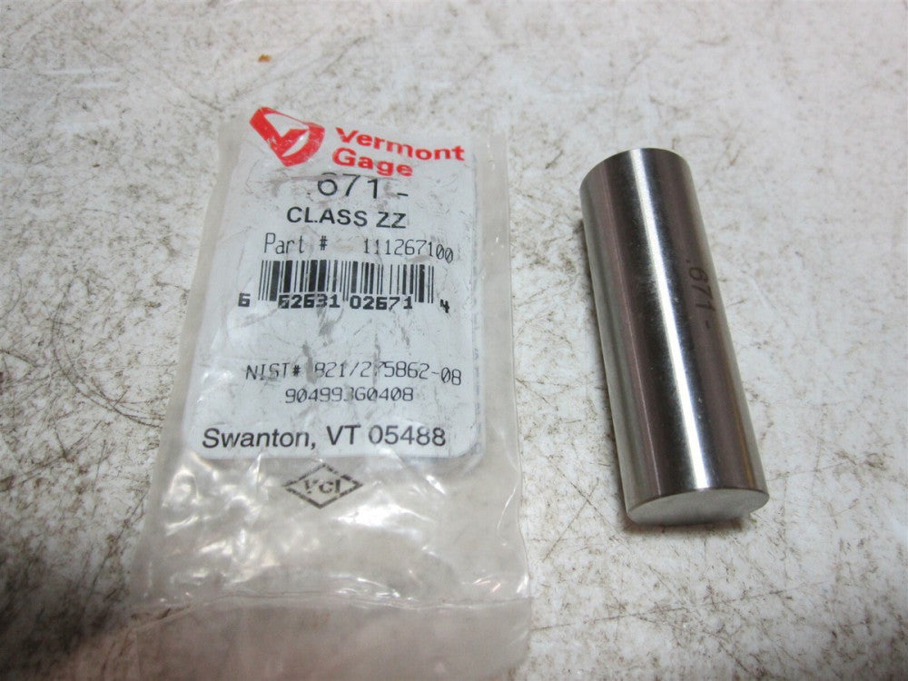 Vermont Gage (111267100) 0.671 Diameter Class ZZ Pin Gage