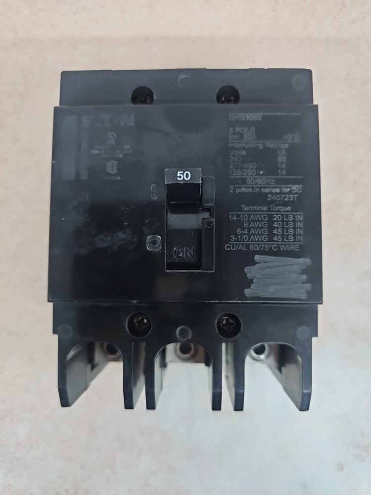 New Take Out Eaton Cutler Hammer GHB3050 3P 480V 50A Circuit Breaker