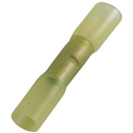 Power First 4Fre6 Butt Splice Wire Connector, 10 Awg Max, Yellow, Heat Shrink