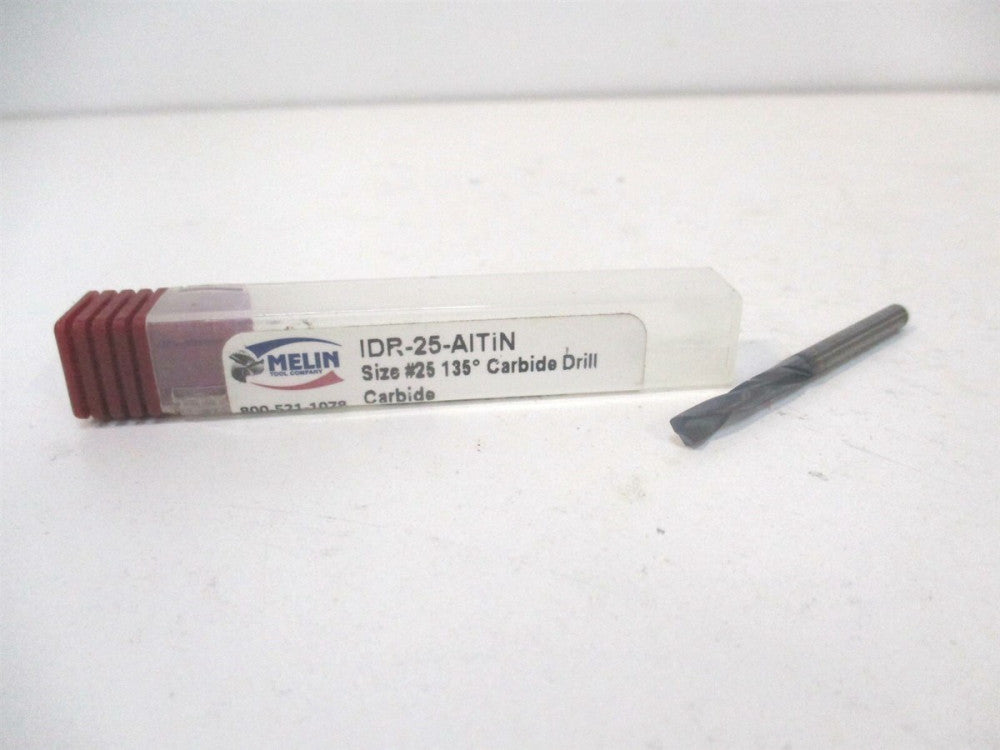 Melin (57218) 1" x 2-1/16" OAL #25 Solid Carbide Altin Coated Drill Bit 