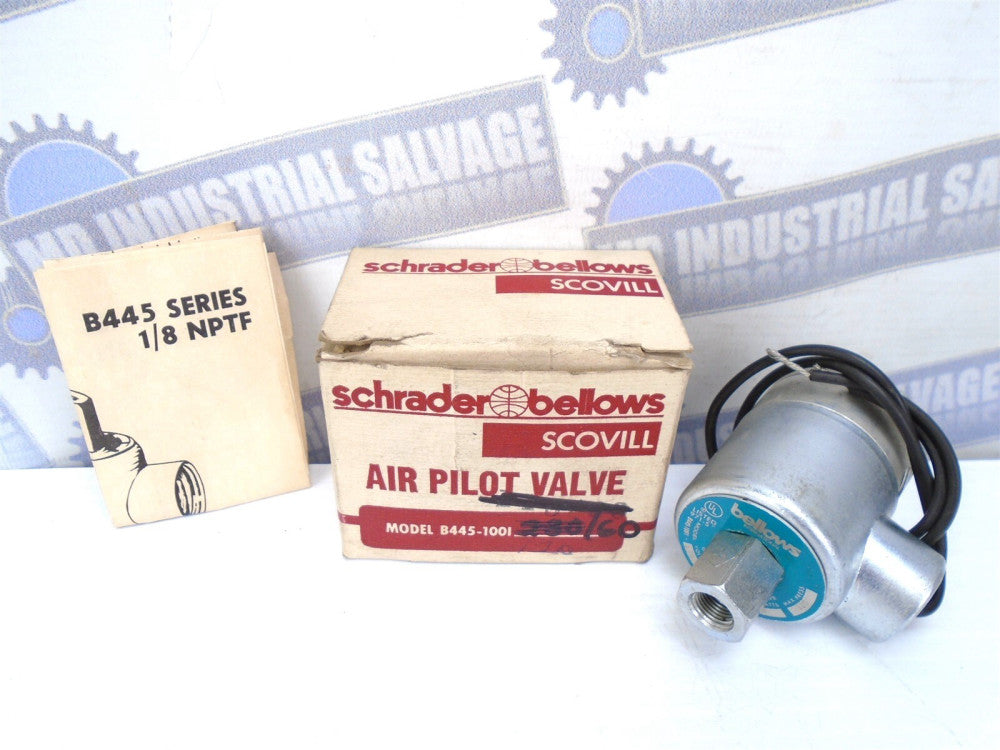SCHRADER BELLOWS - B445-1001 - AIR PILOT SOLENID VALVE - 1/8" 3-WAY 115/60 - NEW