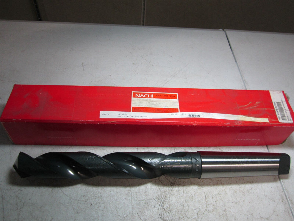 Nachi (1270298) 1-45/64" Size, 5MT 118° High Speed Steel Taper Shank Drill