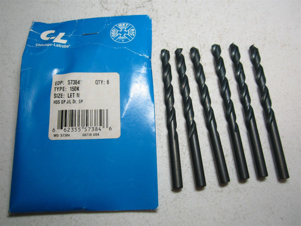 Chicago - Latrobe (57384) Letter N 118° High Speed Steel Jobber Drill - Qty 6