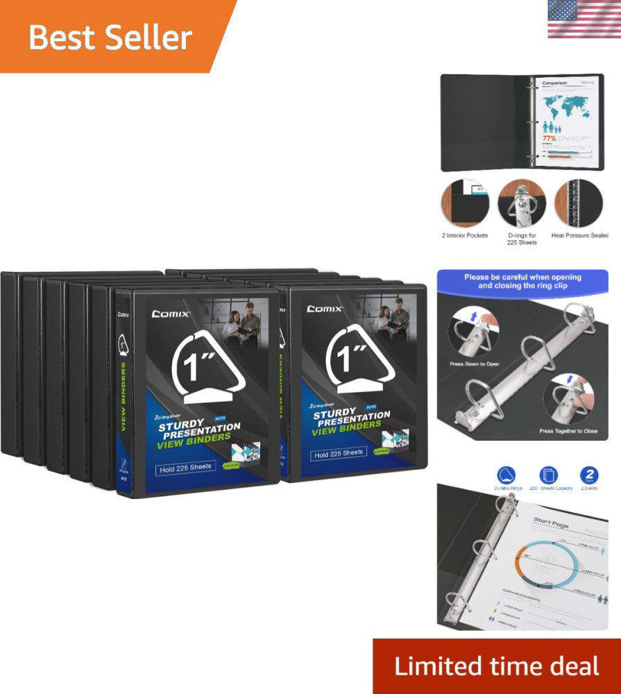 D-Ring Basic View Binder 1 inch 3 Ring Binders, Hold 225 Sheets of 8.5" x 11"...