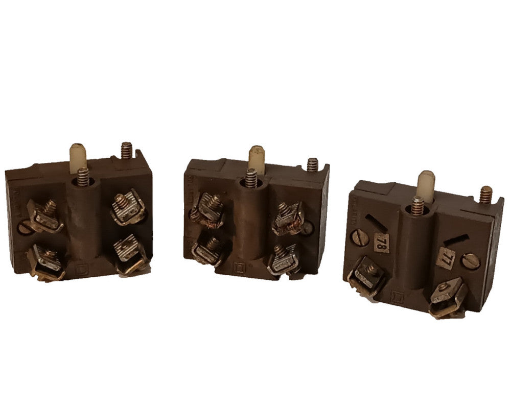 Lot of 3: Square D 9001 pilot duty screw terminal contact blocks, Made in USA