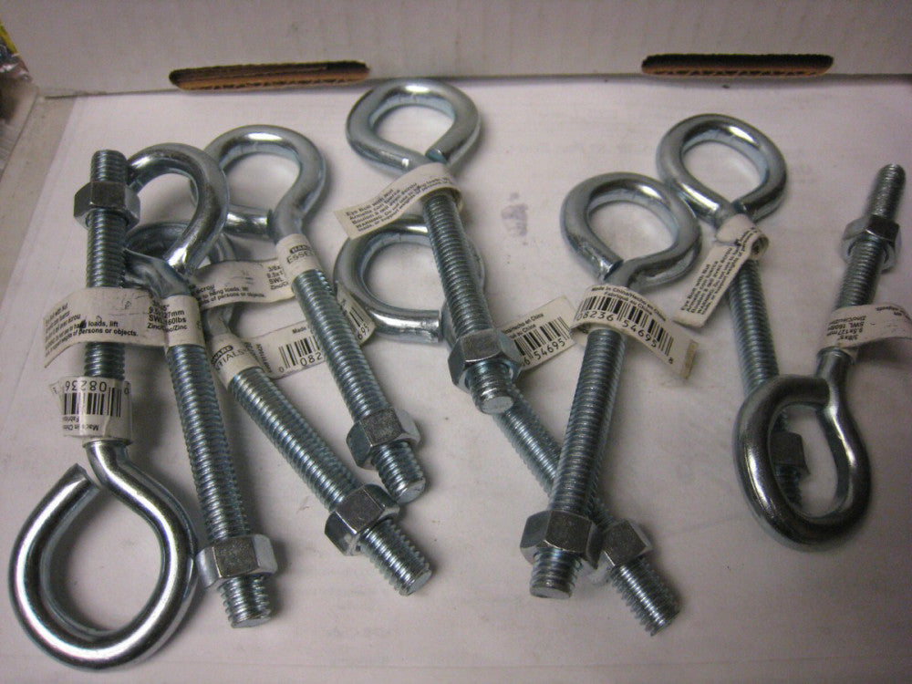 8 yes 8 New HILLMAN 320738  Eye BoltsWith nuts  3/8 X 5 inch free shipping