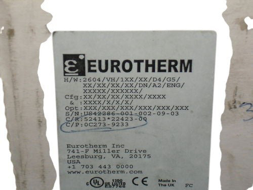 EUROTHERM CONTROLS 2604/VH/1XX/XX/D4/G5/XX/XX/XX/ XX/DN NSMP
