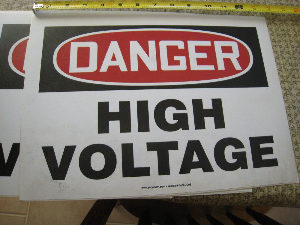 4  Danger Signs - HIGH VOLTAGE  - 10" x 14" OSHA Safety signs peel stick vinyl