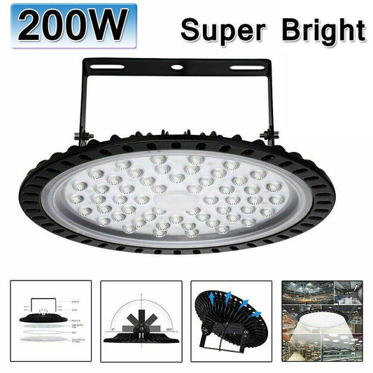 200W UFO LED High Bay Light Workshop light Fixture Factory Warehouse Lamp 1PACK