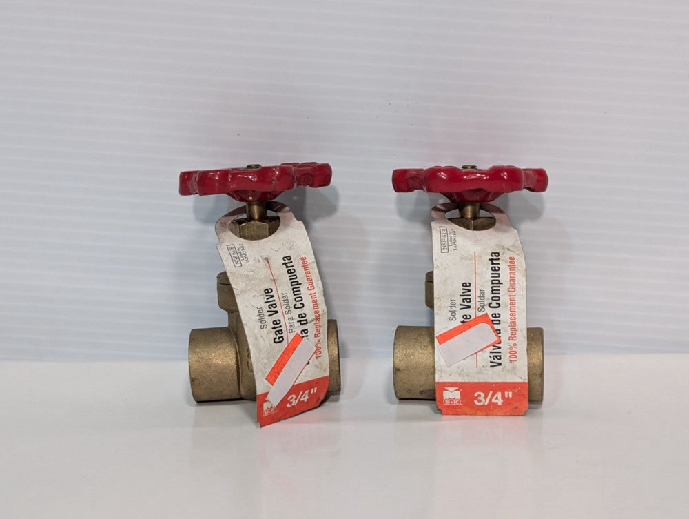 Lot of 2 B&K Mueller NSF618 100454HC Solder Gate Valves 3/4" Water, Oil, or Air