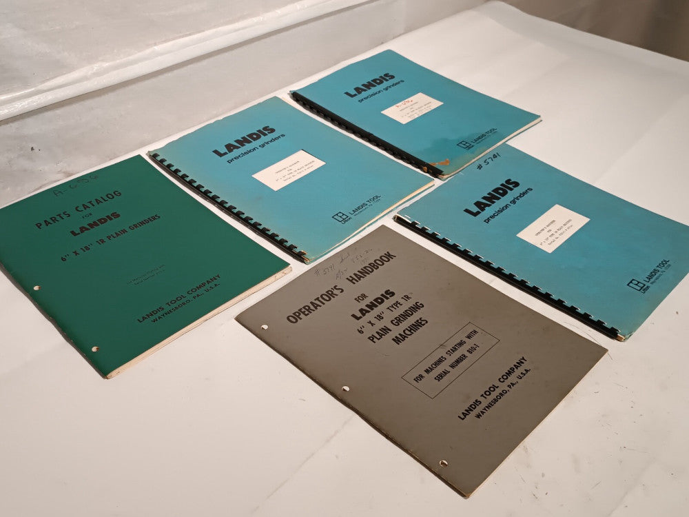 Lot of 5 Landis Precision Grinders 6"-18" 1R Machine Handbooks & Parts Catalog
