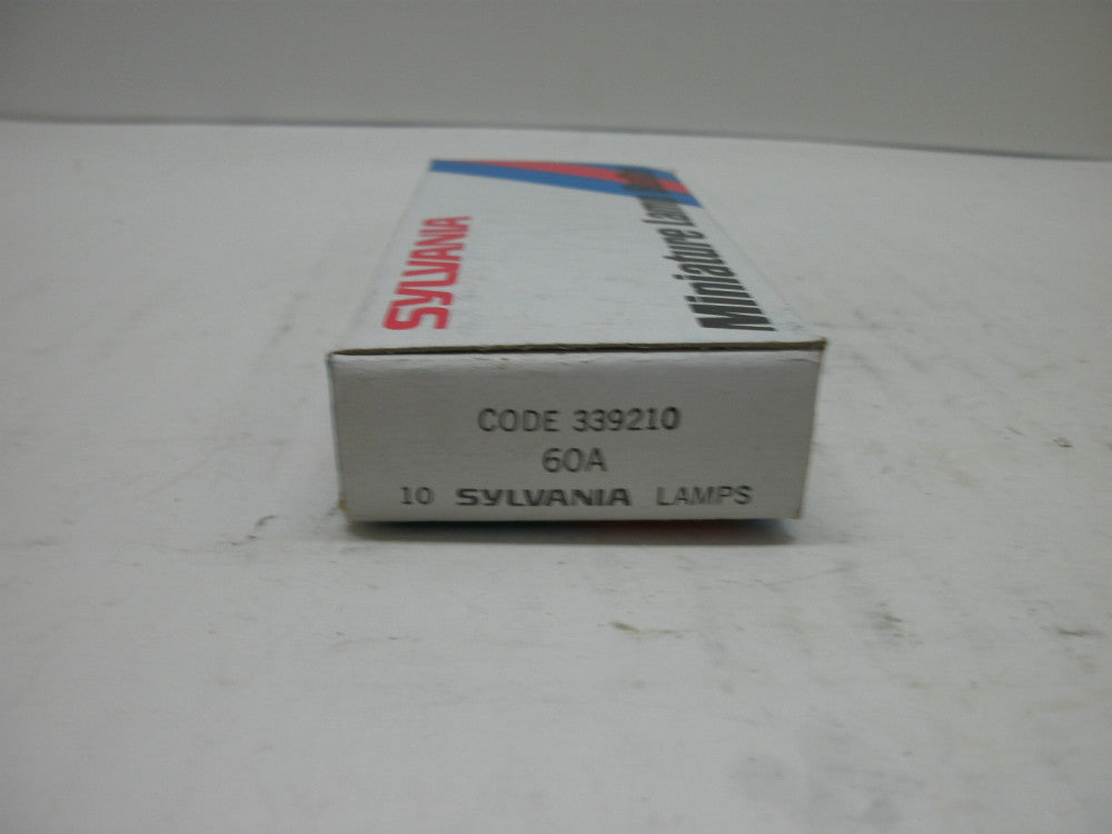 SYLVANIA 60A MINIATURE LAMP T2 SLIDE BASE #1 60V .05A C-5 1-(LOT OF 10 ) NIB