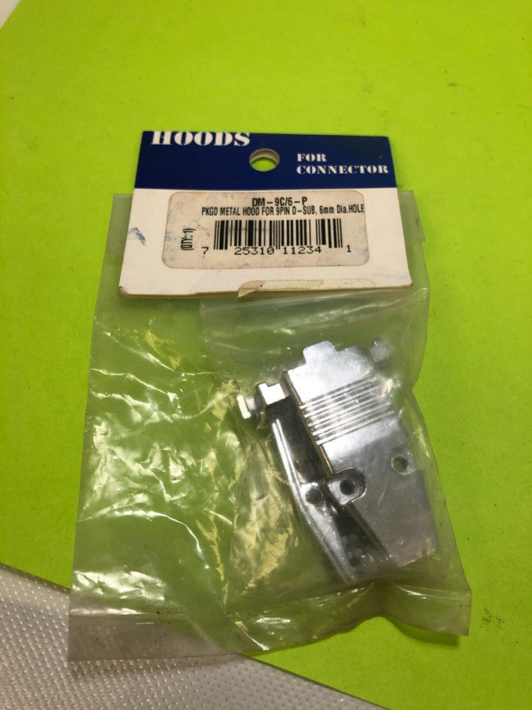 LOT OF 1 Pan Pacific DM-9C/6-P PKGO Metal Hood for 9 pin  D-sub 6mm dia hole