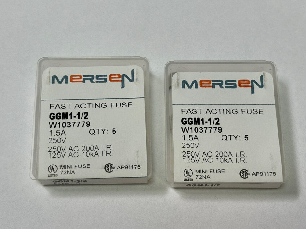 Lot of 10 Mersen GGM1-1/2 Fast Acting Miniature Fuse Glass Body 10 Amp 250 1.5A