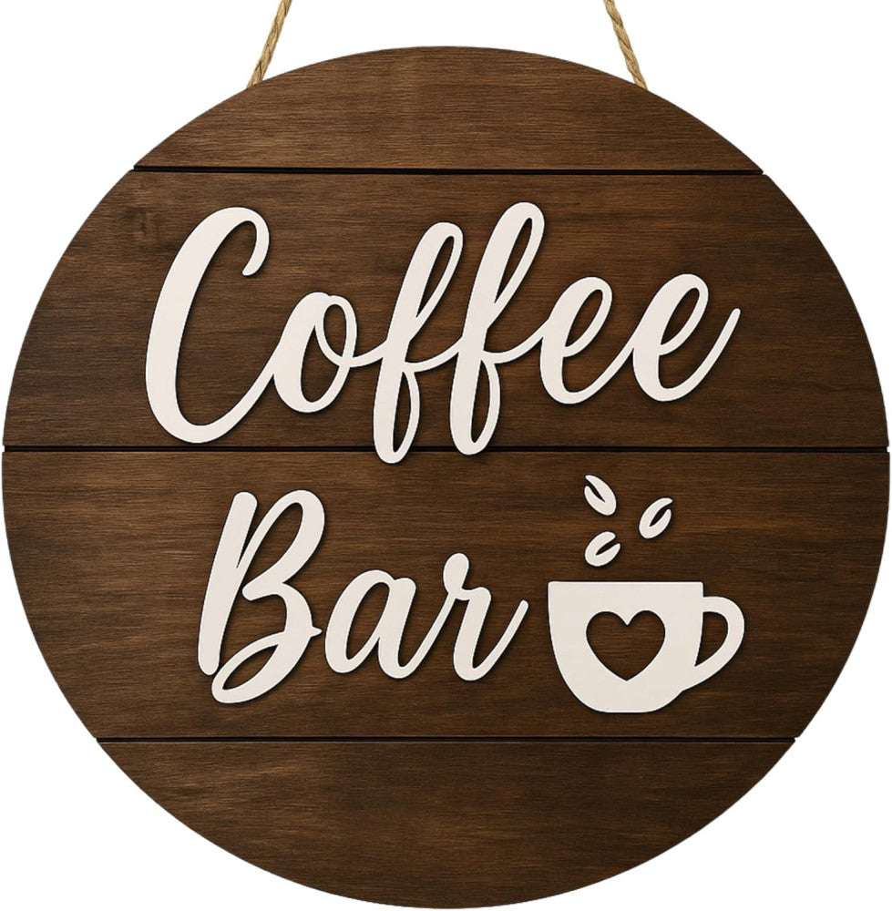 Coffee Bar Signs Wall Decor - 12" Large Farmhouse for Brown 