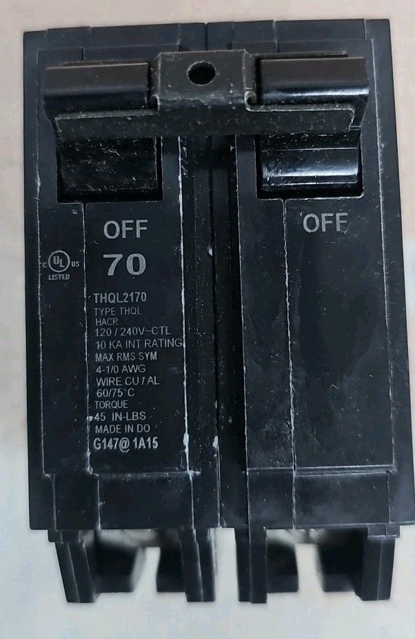 NTO GE THQL2170 2 Pole 70Amp 120/240VAC Plug In Molded Case Breaker NNT