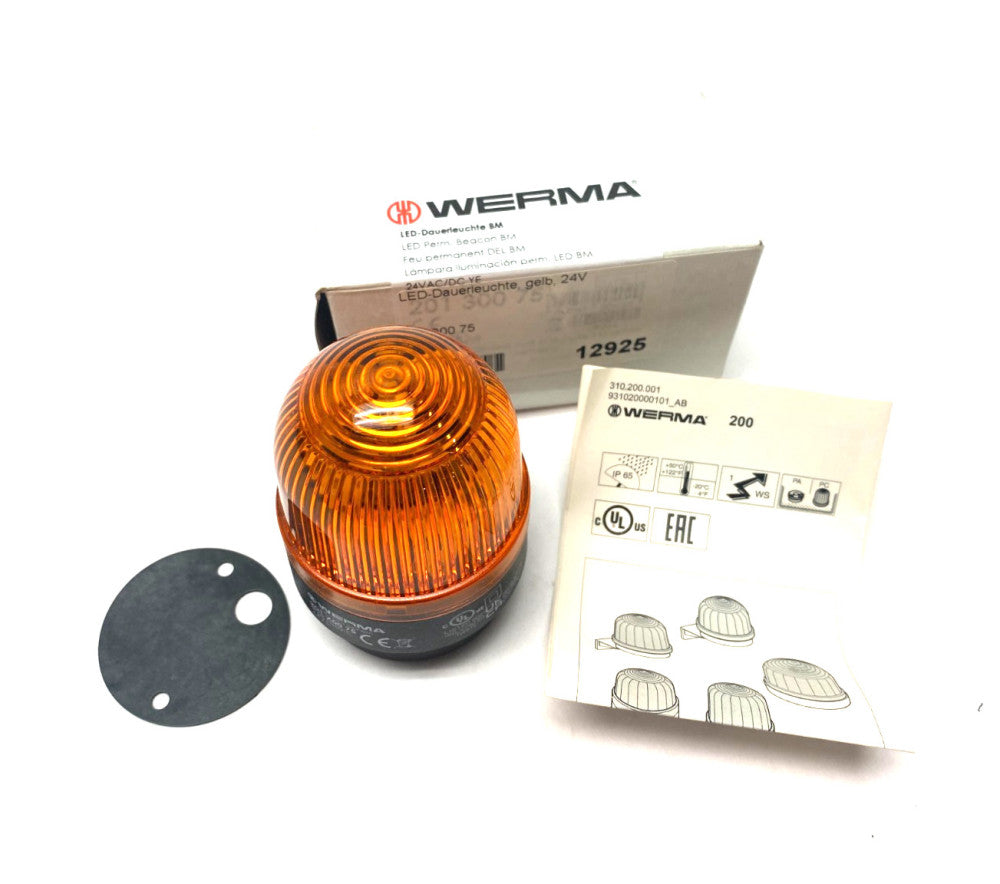 Werma 201 300 75 Permanent LED Beacon BM 24V AC/DC Yellow