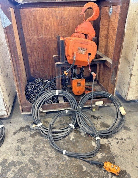HARRINGTON/BEEBE 10 TON CHAIN HOIST MODEL LE5S100H SERIAL 4640-1188FH 40FT CHAIN