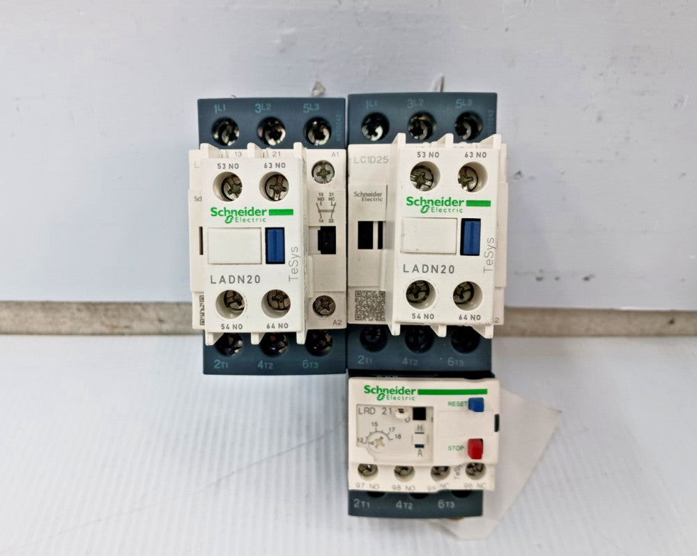 Schneider Electric LC1D25 IEC Contactor W/ LADN20 Aux. Contact & LRD21 Relay
