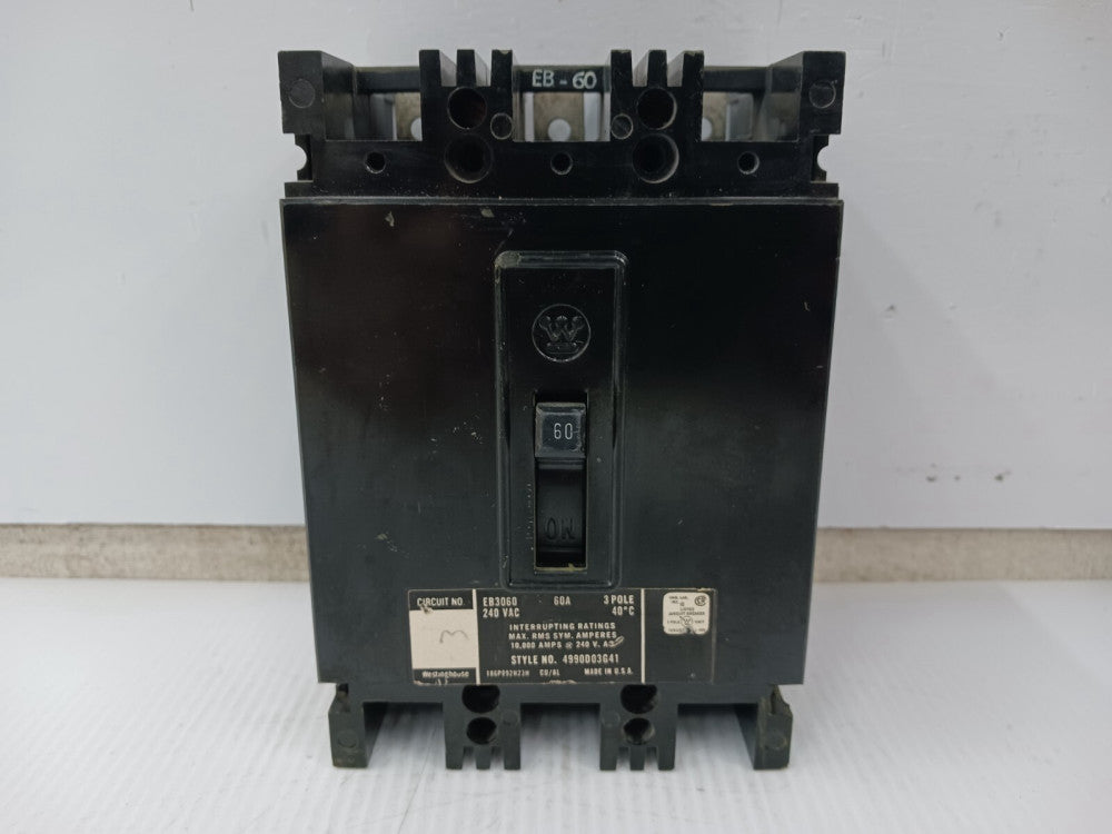Westinghouse 60 Amp Circuit Breaker 3 Pole 240 VAC 10kA EB3060