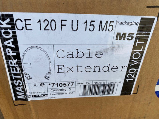 (5 PACK) RELOC CE 120 F U 15, 15' Lighting Fixture Cable Extender, 710577