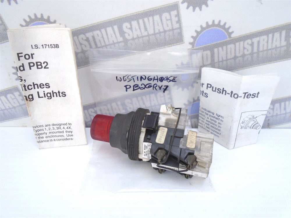Westinghouse - PB2GVRV7 - PB2GV0V7 Push-To-Test RED Indicating Light - OIL TITE