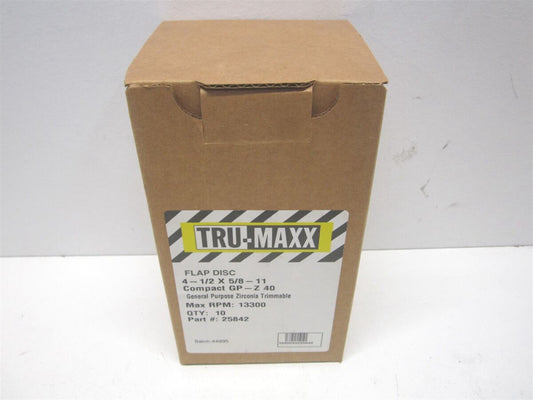 (25842) 4-1/2" 40 Grit, Zirconia Alumina, Type 29 Compact Flap Disc - Pack of 10