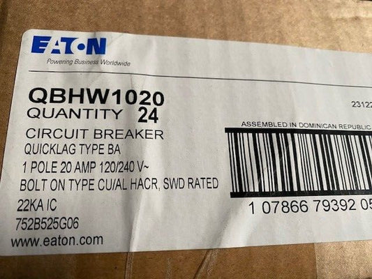 (24 PACK) Eaton QBHW1020 20A Thermal Circuit Breaker