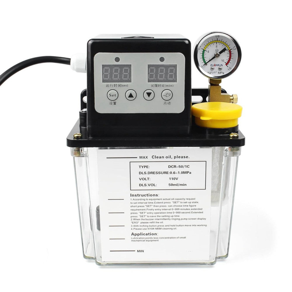 RATTMMOTOR Automatic Lubricating Oil Pump 110V 1L, Electromagnetic Lubrication