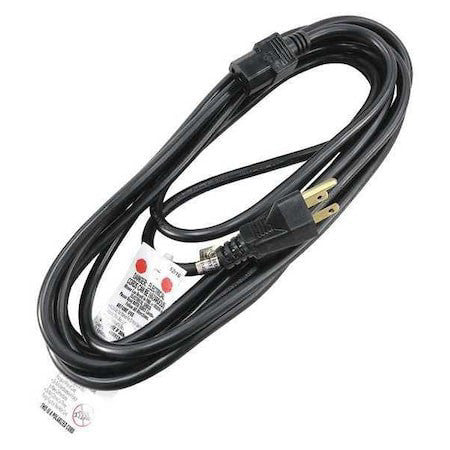 Zoro Select 5Xfn7id Power Cord, 5-15P, Sjt, 15 Ft., Blk, 13A, 16/3