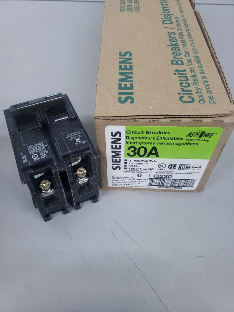 1) New Siemens ITE Q230 2 Pole 30A Stab In Circuit Breaker 