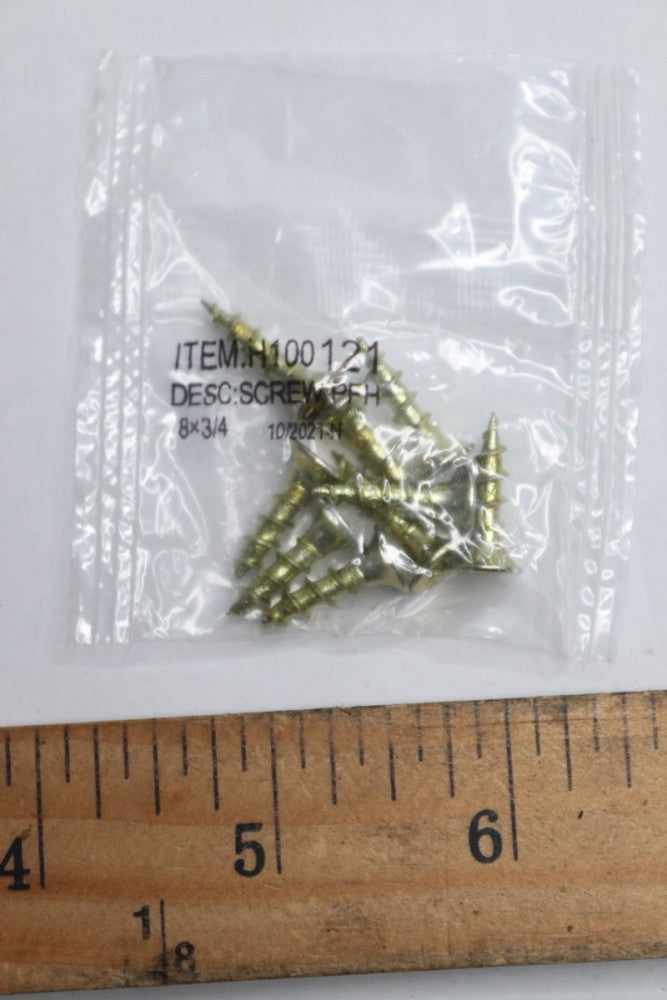 (9-Pk) Phillips Flat Head Wood Screw Yellow Zinc Plated 8 x 3/4" H100121 