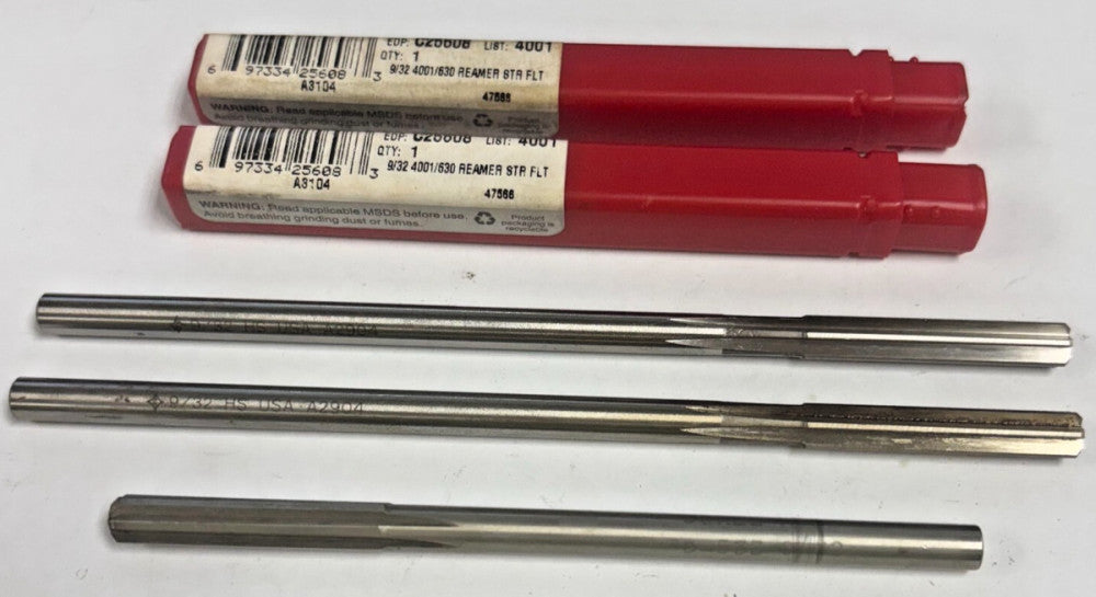 CLEVELAND TWIST REAMERS LOT OF 3 9/32" DIAMETER STRAIGHT-CYLNIDRICAL C25608