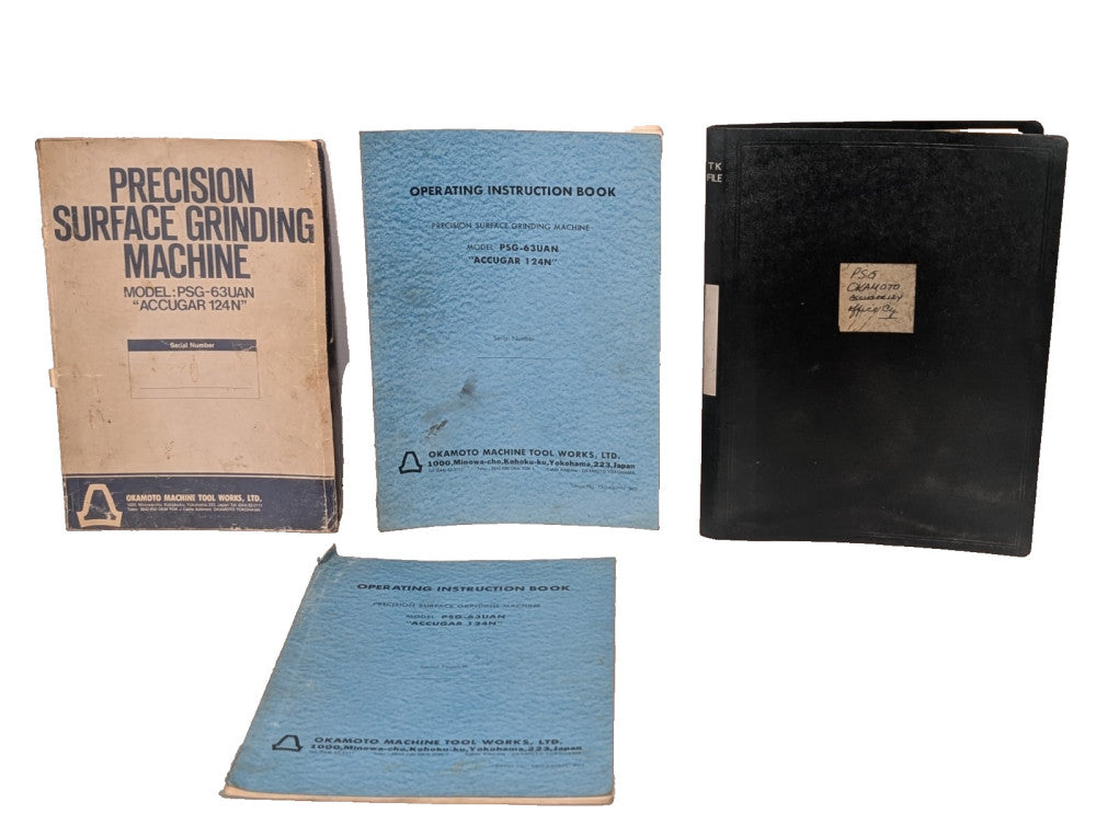 (4) Okamoto PSG-63UAN, Accugar 124N, Surface Grinding Machine Reference Manuals