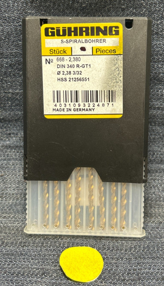 GUHRING TAPER LENGTH HSS DRILL BIT  668 - 2,380  LOT OF 8