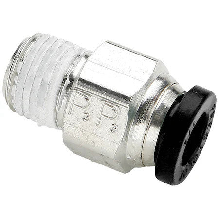 Parker W68plp-6-2 Push-To-Connect Fitting, Brass, Silver