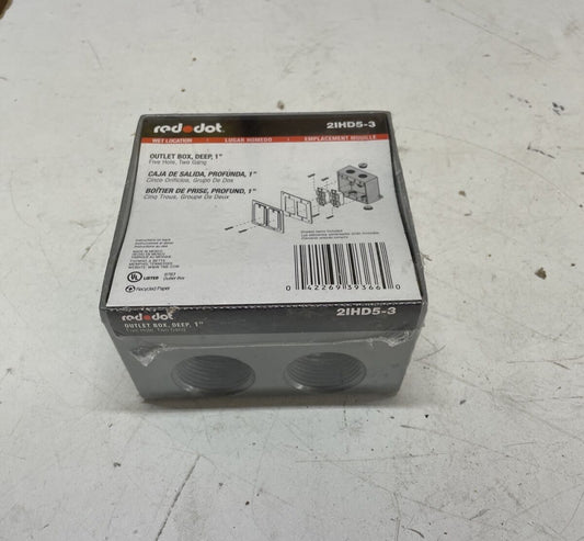 2IHD5-3 R-DOT 3/4-INCH HUB SIZE FIVE-OUTLETS TWO GANG DEEP UNIVERSAL BOX
