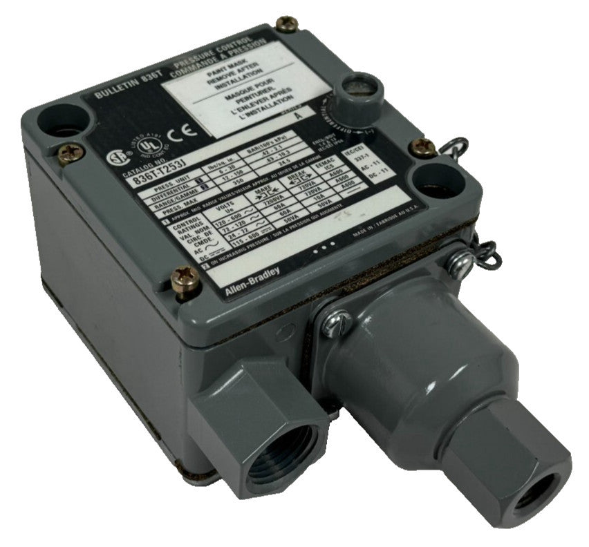 ALLEN BRADLEY 836T-T253J PRESSURE SWITCH SER. A PRE-OWNED UNUSED SURPLUS