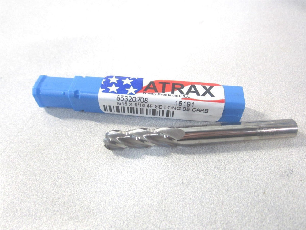 Atrax (85320208) 5/16" x 1-1/8" x 5/16" x 3" OAL Solid Carbide 4Fl Ball End Mill