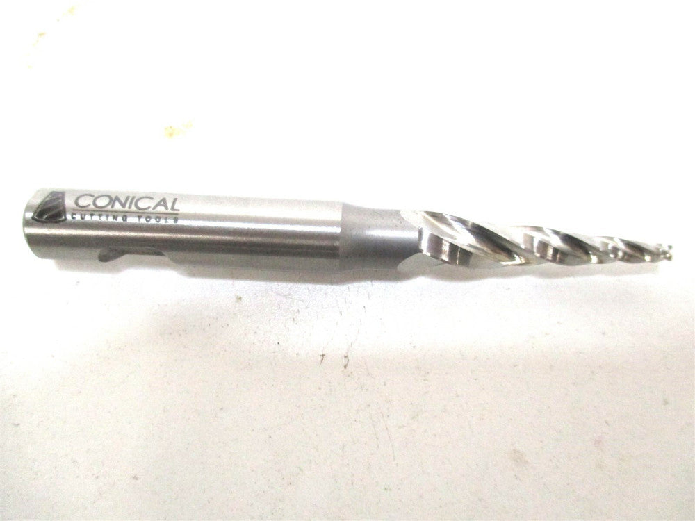 Conical Tool (E-105) 0.312 x 3/8 x 1-1/4 x 3-1/4 3-Flute RH HSS Tapered End Mill