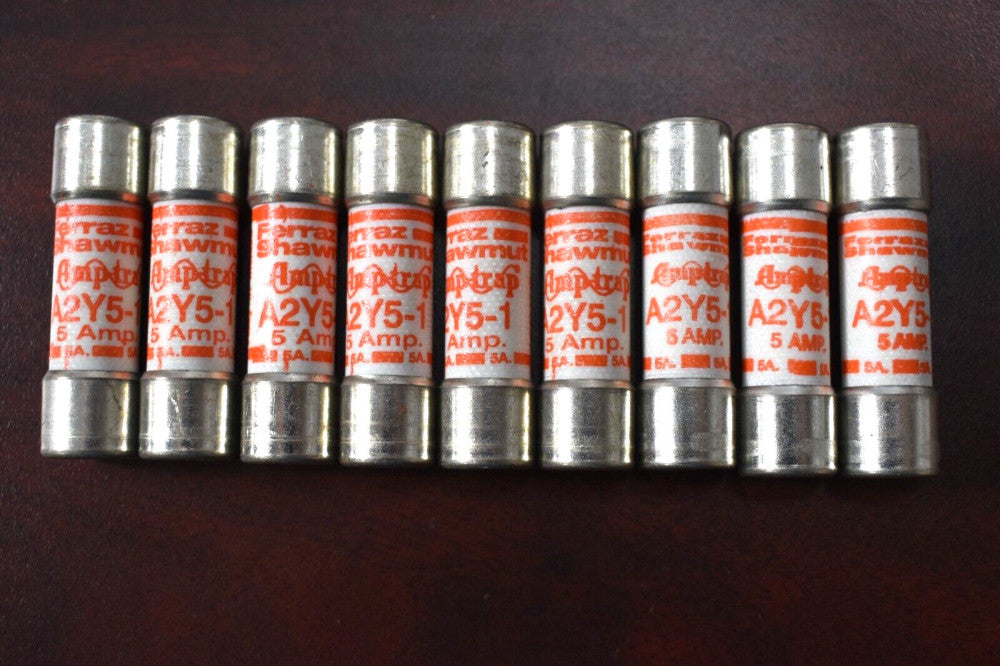 [Lot of 9] Ferraz Shawmut Amp-Trap A2Y5-1 Fuse 5 Amp, 250VAC / 500VDC