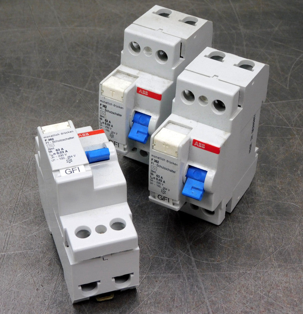 ABB F362 Circuit Breaker 63A 230 VAC Lot of Three (3)