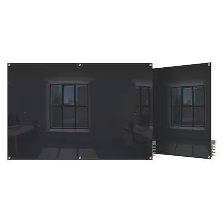 Ghent Hmysn46bk Dry Erase Board, Glass, 48 In, 72 In, No Frame Frame, Black,